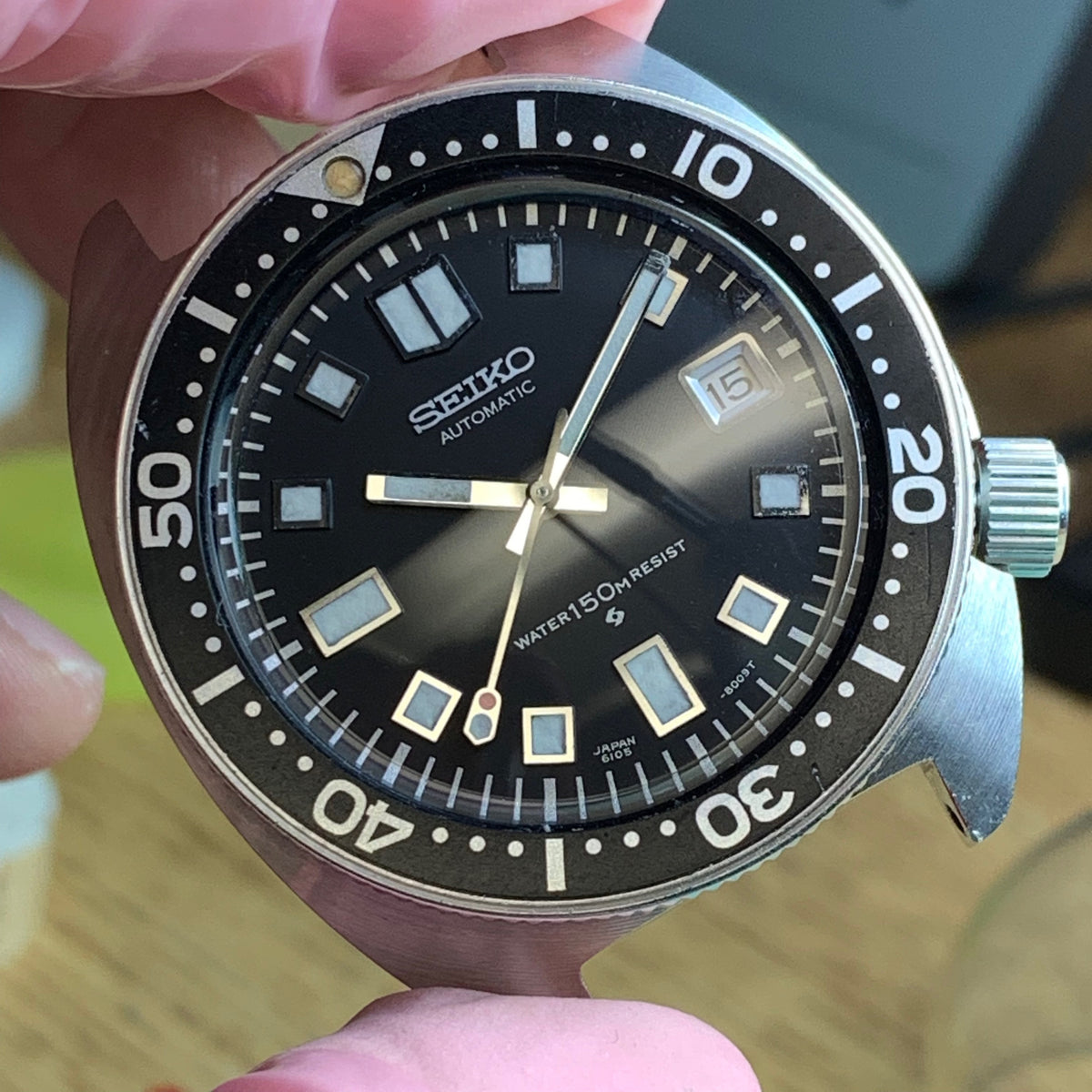 vintage a Servicing 皮剥けた Seiko outside the on clean - diver 6105-8000 絵画