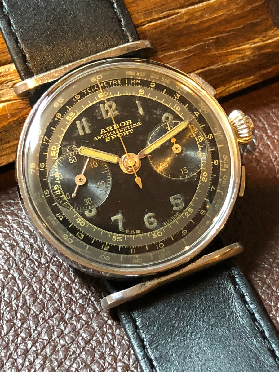 激レアlanderon Cal.47 arbor sport アンティーク Sold - Arbor Sport Landeron 47 flyback Three Pusher