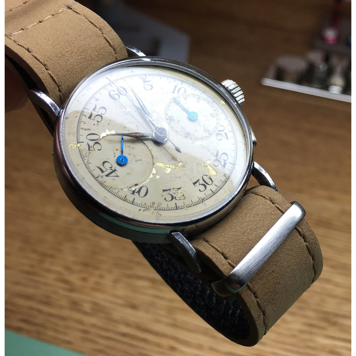 Sold - Unique Restored Military Pilot's Flyback Monopusher Vintage