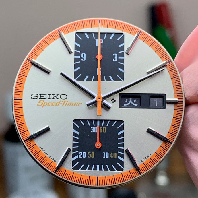 Servicing a beautiful Silver/Orange Seiko Kakume 6138-0030 vintage chronograph