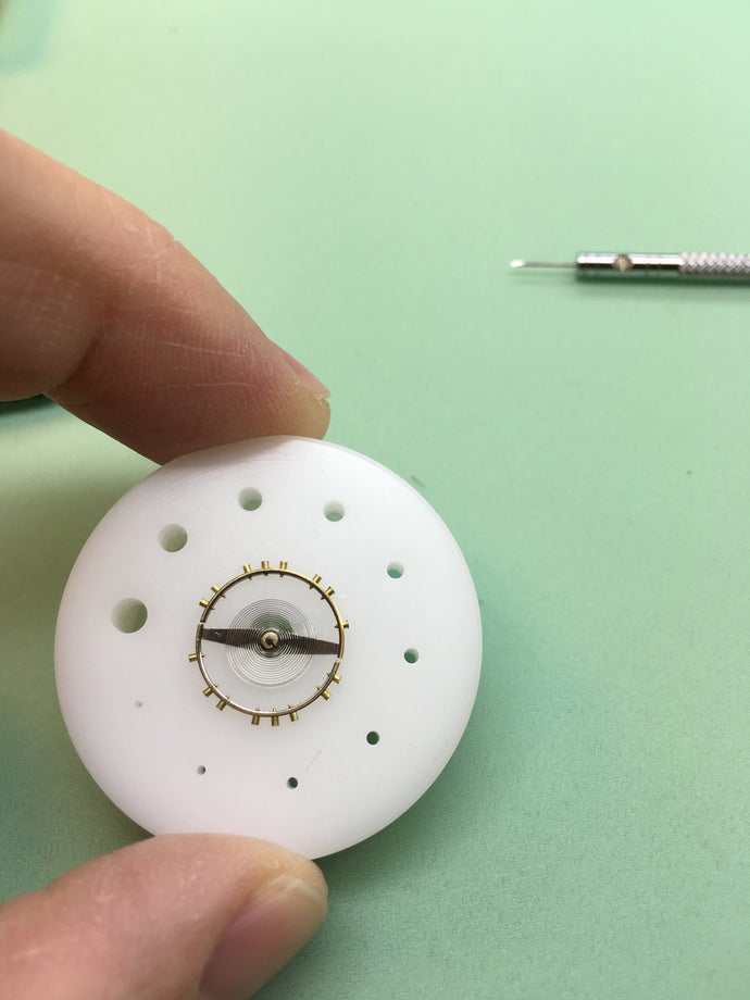 Vibrating a replacement hairspring for a vintage watch