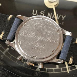 Sold - Lemania Vintage Military Pilot Aviator Chronograph Calibre 27 CH (Omega 321) Same as Omega 2451 - US Navy World War II Inscription 1942-1949 - ClockSavant