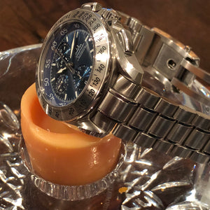Sold: Omega Rattrapante Split Second Chronograph Ref 3540.80 Blue Dial with Box & Papers - ClockSavant