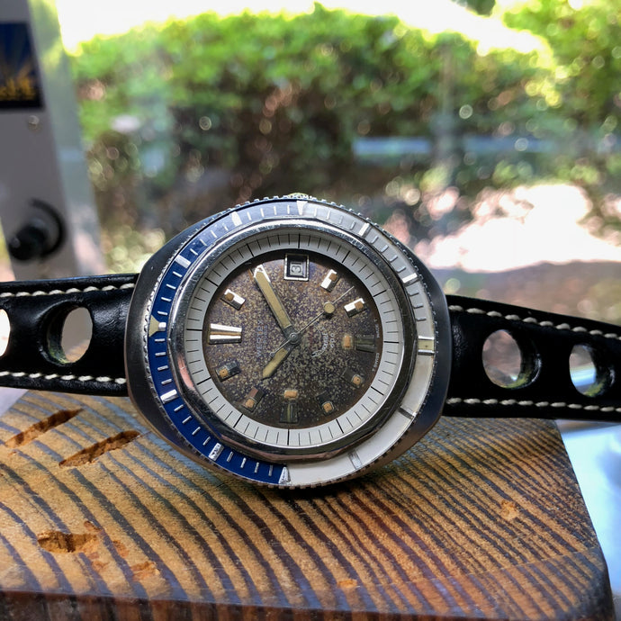 Sold - 1960's Squale Diver Watch 600M with Beautiful Tropical Dial & Felsa 4007N Automatic Date - ClockSavant