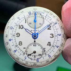 Sold - 1940's Bovet Valjoux 77 Vintage Chronograph - ClockSavant Survivor - Fully Serviced by ClockSavant - ClockSavant