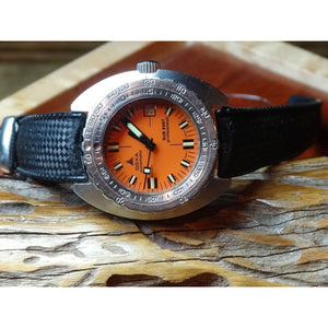 Sold - Vintage Doxa Sub 300t Synchron Professional Orange Dial with Genuine Tropic Strap - ClockSavant