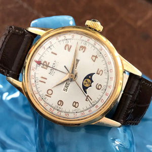Sold - Damas 1940’s Triple Date Moonphase Vintage Watch Rare Valjoux 89 - Fully Serviced by ClockSavant - ClockSavant